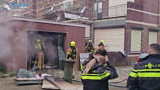 Brand in garagebox op de Koninginnestraat in Dordrecht [upl. by Eiuol576]