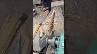 Firewood splitting process with the hammer and chisel [upl. by Radburn]