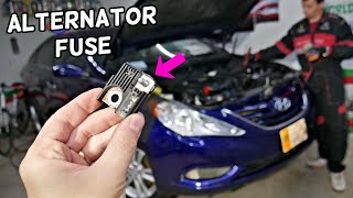 HYUNDAI SONATA ALTERNATOR FUSE LOCATION REPLACEMENT [upl. by Ahsitnauq]