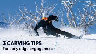 CARVING WITH EARLY EDGE ANGLES  3 skiing tips from a pro [upl. by Leinaj]