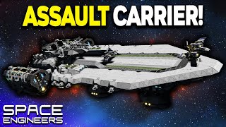 EPIC Assault Carrier In Space Engineers  Workshop Review [upl. by Anilosi]