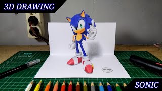 3D Drawing Sonic  Time Lapse [upl. by Raimondo610]