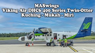 MASwings Viking Air DHC6 400 Series TwinOtter Kuching  Mukah  Miri  Sarawak [upl. by Naillig]