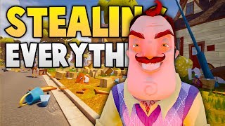 STEALING EVERYTHING CHALLENGE  Hello Neighbor Alpha 4  Beta Gameplay Hello Neighbour Secrets [upl. by Arikat]