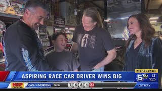 Aspiring race car driver wins big thanks to Scott Bloomquist [upl. by Idnis]