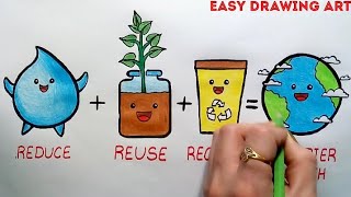 how to draw Reduce reuse recycle poster chart drawing [upl. by Lennad]