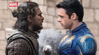 Eternals Kit Harington Black Knight Meets Ikaris  Marvel Easter Eggs [upl. by Linnell]