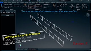 Inventor Tutorial  Parametric Modeling  Demo on Handrail Assembly [upl. by Lepper]