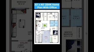 1200 sqft House Design 3040 Home Plan 30 by 40 House Plan Design homeplan4u housedesign 2bhk [upl. by Ruthven75]