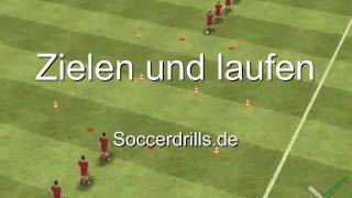 Zielen und laufen  Aufwärmen  Fußballtraining auf Soccerdrillsde [upl. by Nameerf]