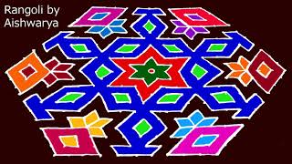 Creative Rangoli Designs 21 to 11 dots  Muggulu Arts Beautiful Colour Kolam  RamRangoli Aishwarya [upl. by Donahue]