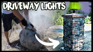 HOW TO BUILD STONE COLUMN DRIVEWAY LIGHTS START TO FINISH [upl. by Ilek269]