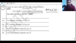 Conditional Independence using Bayesian Network of given Joint Distribution GATE DA Solution [upl. by Ribble]