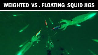 How Squid React To Weighted vs Floating Jigs Underwater Squid Fishing [upl. by Yttap]