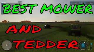 Farming Simulator 22 Biggest mower KRONE BIG M 450 and best tedder POTTINGER HIT 16 18 T [upl. by Nadbus]