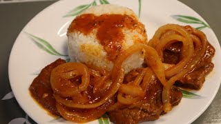 How to make bistec encebollado con salsasteak amp onions with tomato sauce [upl. by Catlin]