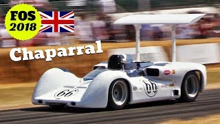 ChaparralChevrolet 2E 1966 by Jim Hall  Action amp V8 Sound  2018 Goodwood Festival of Speed [upl. by Carlin]