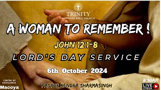 Lords Day Service October 6th  2024quotA Woman to Rememeber quot Pastor Kendra Sharmasinghquot [upl. by Pretrice]