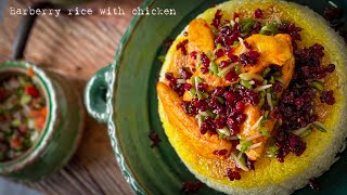 iranian barberry rice with chicken  delicious Zereshk polo ba morgh  persian rice recipe [upl. by Neerbas911]