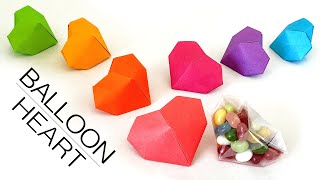 折り紙ハートバルーン🧡Origami Heart Balloon [upl. by Netsruk]