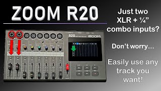 ZOOM R20 Multitrack Recorder  overcoming the limitations of just two XLR 14 inch combo inputs [upl. by Notyalk795]