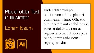 Placeholder Text in Illustrator Lorem Ipsum [upl. by Hanny207]