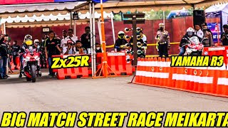 NINJA ZX25R VS YAMAHA R3 SILUMAN🔥STREET RACE MEIKARTA [upl. by Peltier348]