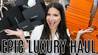 EPIC LUXURY HAUL  Hermes Chanel Louis Vuitton YSL  LuxMommy [upl. by Amrak]