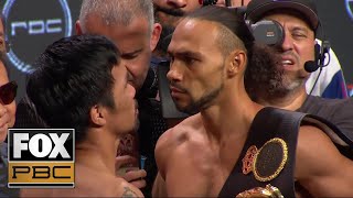 Manny Pacquiao and Keith Thurman face off before their massive title fight  WEIGHINS  PBC ON FOX [upl. by Hyozo272]