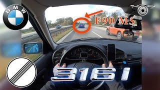 BMW E36 316I 102HP POV TOP SPEED ON GERMAN NO LIMIT AUTOBAHN 🚗 [upl. by Aicnetroh]