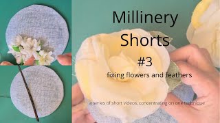 Millinery shorts  flowers and feathers fixing and reviving [upl. by Yelda726]