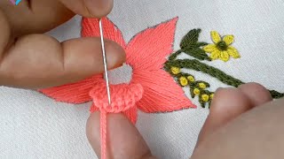 hand embroidery 3d flower embroidery design stitching tutorial [upl. by Grane]