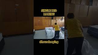 Single Bed Making housekeeping towelart makeuproom bedmaking [upl. by Tamqrah]