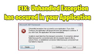 How To Fix Unhandled Exception Has Occurred In Your Application Error On Windows 10  8 7  81 [upl. by Adanar]