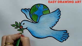 peace poster drawing  how to draw international peace day drawing [upl. by Yelyr]