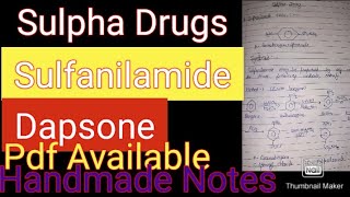 Sulfa Drug ll Sulfanilamide ll Dapsone ll Structure  Synthesis and Medicinal uses ll Msc Syllabus [upl. by Crystie]