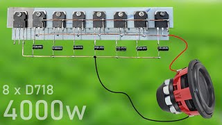 DIY Powerful Ultra Bass Amplifier 8 Transistor D718  No IC  Simple circuit [upl. by Fanechka]