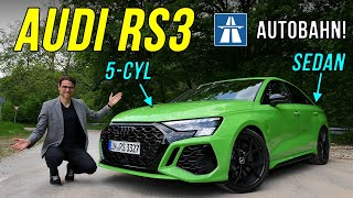 Audi RS3 driving REVIEW with Germany Autobahn 2022 RS3 saloon sedan [upl. by Josias]