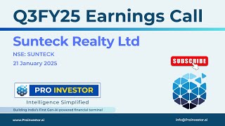 Sunteck Realty Ltd  Q3FY25  Earnings Conference Call  earningcall concall sunteckrealty [upl. by Rodrick262]