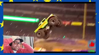 European REACTING to MONSTER JAM INSANE AIR JUMPS I Swedish react I USA most popular MONSTER JAM MIX [upl. by Hyozo]