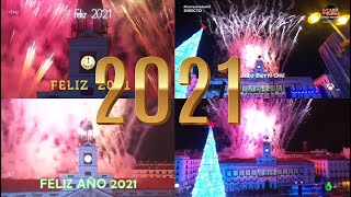 Campanadas 20202021  La 1  Antena 3  La Sexta  Telemadrid  Multipantalla  31122020 [upl. by Elkin]