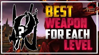 AQ3D BEST Weapons For Every Level AdventureQuest 3D [upl. by Ytirahc]