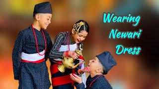 Wearing Newari Dress for the first time guransaayushidhakal9090 [upl. by Ennairej]