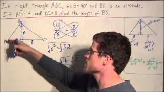 Altitude Rule for Right Triangles  Geometry [upl. by Ayle]