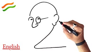 Mahatma Gandhi Drawing Portrait Very Easy  English version for global audiences Part  2 [upl. by Lednyc]