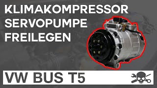 VW T5 Multivan 25TDI R5 Freilegen der Servopumpe amp des Klimakompressors [upl. by Tinaret]