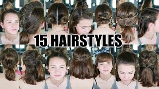 15 Heatless Hairstyles for SHORT hair BACK TO SCHOOL [upl. by Olshausen]