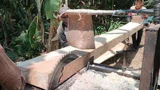 The process of cutting Albasia wood beams for house roofs [upl. by Neumann]