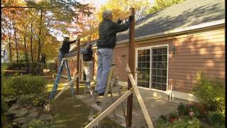 How to Build a Pergola Over a Patio Video [upl. by Einram]