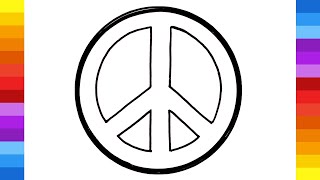 How to draw Peace Symbol Easy Step by Step Marker drawing [upl. by Roinuj]